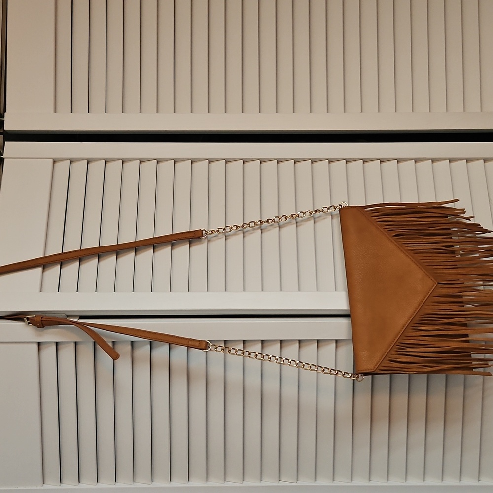 Tan Fringe Envelope Clutch - Picture 2 of 5